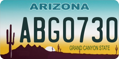 AZ license plate ABG0730