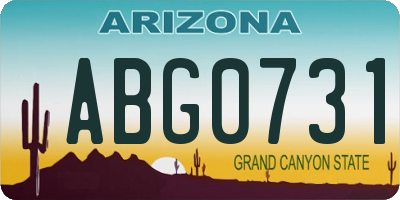 AZ license plate ABG0731