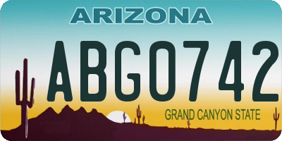 AZ license plate ABG0742