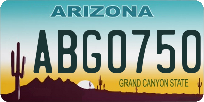 AZ license plate ABG0750