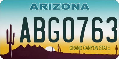 AZ license plate ABG0763