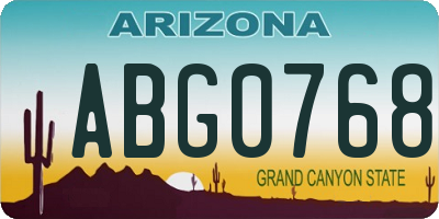 AZ license plate ABG0768