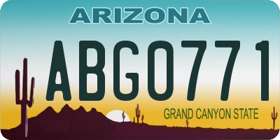 AZ license plate ABG0771