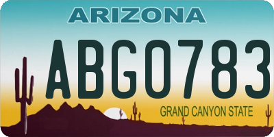 AZ license plate ABG0783