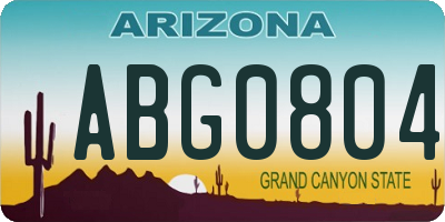 AZ license plate ABG0804