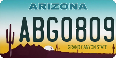 AZ license plate ABG0809
