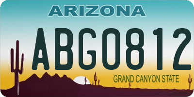 AZ license plate ABG0812