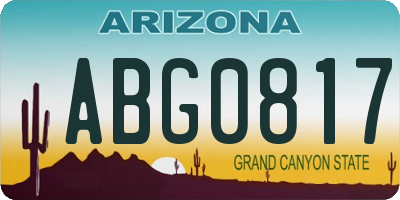 AZ license plate ABG0817