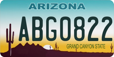 AZ license plate ABG0822