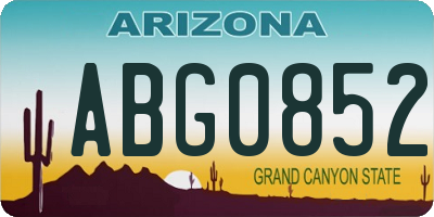 AZ license plate ABG0852