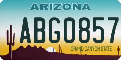 AZ license plate ABG0857