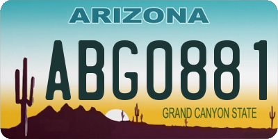 AZ license plate ABG0881