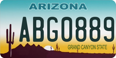 AZ license plate ABG0889