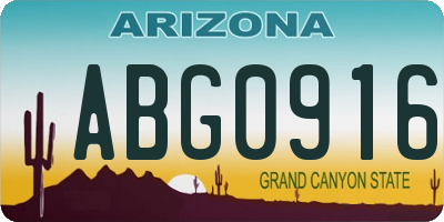 AZ license plate ABG0916