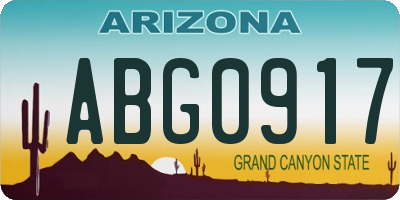 AZ license plate ABG0917