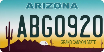 AZ license plate ABG0920