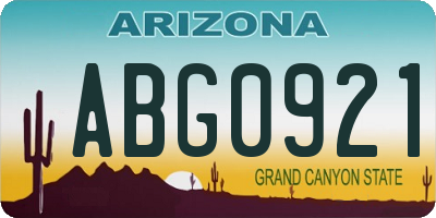 AZ license plate ABG0921