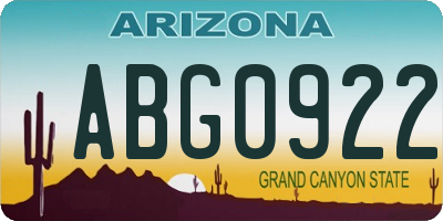 AZ license plate ABG0922