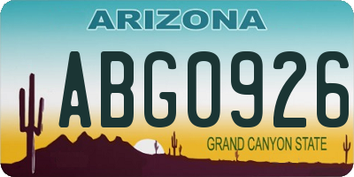 AZ license plate ABG0926