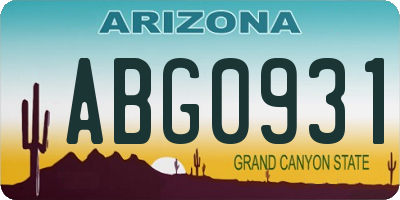 AZ license plate ABG0931