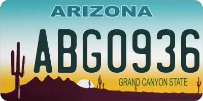 AZ license plate ABG0936