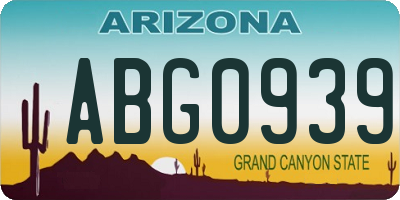 AZ license plate ABG0939