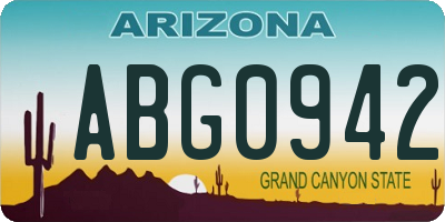 AZ license plate ABG0942