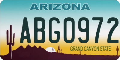 AZ license plate ABG0972