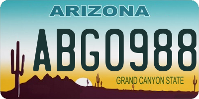 AZ license plate ABG0988