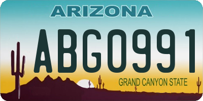 AZ license plate ABG0991