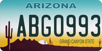AZ license plate ABG0993