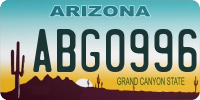 AZ license plate ABG0996