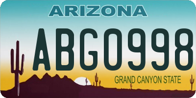 AZ license plate ABG0998