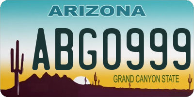 AZ license plate ABG0999