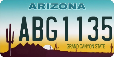 AZ license plate ABG1135