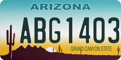AZ license plate ABG1403