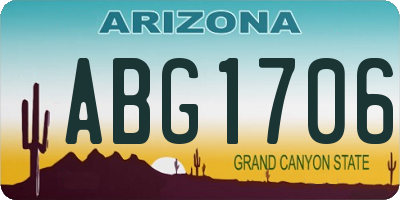 AZ license plate ABG1706