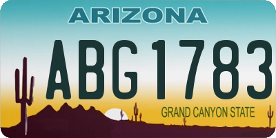 AZ license plate ABG1783