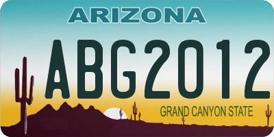 AZ license plate ABG2012