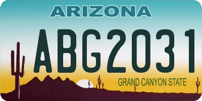 AZ license plate ABG2031
