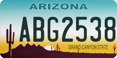 AZ license plate ABG2538