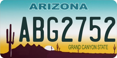 AZ license plate ABG2752
