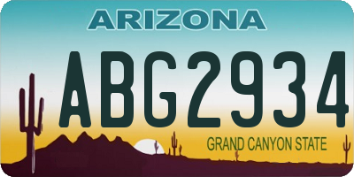 AZ license plate ABG2934