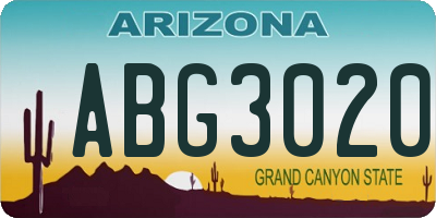 AZ license plate ABG3020