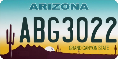 AZ license plate ABG3022