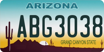 AZ license plate ABG3038