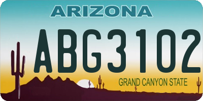 AZ license plate ABG3102