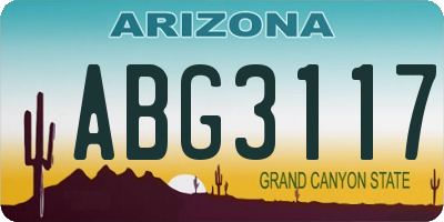 AZ license plate ABG3117