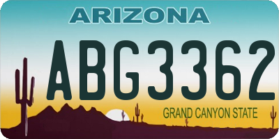 AZ license plate ABG3362