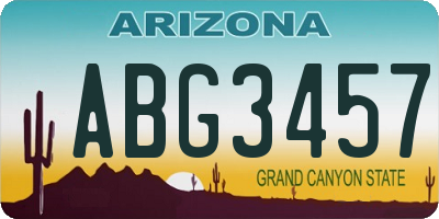 AZ license plate ABG3457
